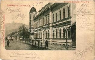 1905 Huszt, Chust, Khust; Járásbírósági palota. Huszti Nyomdavállalat kiadása / district court (kopott sarkak / worn corners)