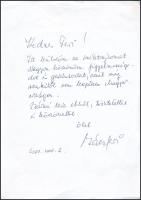 2000 Bács Ferenc (1936-2019) Kossuth díjas színművész autográf levele a Soproni színház igazgatójának, aki Érdemes művész címre.