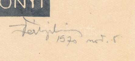 Várkonyi Károly (1910-2001): 5 db ex libris és kisgrafika, közte egy erotikus, 1967-70. Fametszet, p...