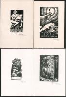 Várkonyi Károly (1910-2001): 5 db ex libris és kisgrafika, közte egy erotikus, 1967-70. Fametszet, p...