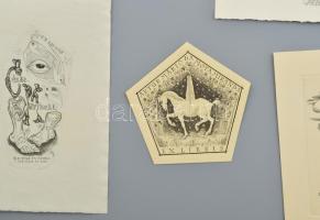 Klf. magyar és külföldi alkotók (Nagy László Lázár, Kaveczky Zoltán stb.): 14 db ex libris és kisgra...