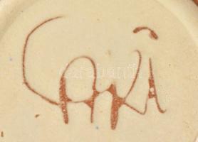 Gorka jelzéssel: Királyos korsó. Mázas kerámia, jelzett, hibátlan 15 cm