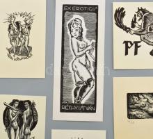 Külföldi alkotók: 16 db erotikus témájú kisgrafika. Klf. technikák, papír, részben jelzettek. Klf. m...