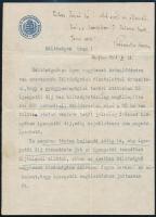 1918 Prohászka Ottokár (1858-1927) püspök kézzel írt sorai Vértes O. József részére szóló gépelt államtitkári levélen