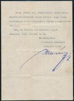 1918 Prohászka Ottokár (1858-1927) püspök kézzel írt sorai Vértes O. József részére szóló gépelt áll...