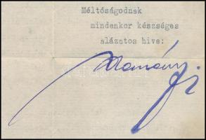 1918 Prohászka Ottokár (1858-1927) püspök kézzel írt sorai Vértes O. József részére szóló gépelt áll...