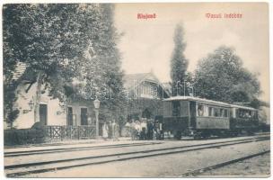 1918 Kisjenő, Chisineu-Cris; vasúti indóház, vasútállomás, vonat. Messzer Lipót kiadása / railway station, train (EK)