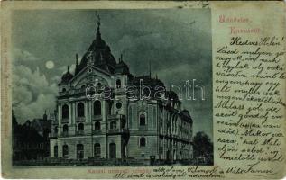 1899 Kassa, Kosice; Nemzeti színház este. Breitner Mór kiadása / theatre at night (fl)