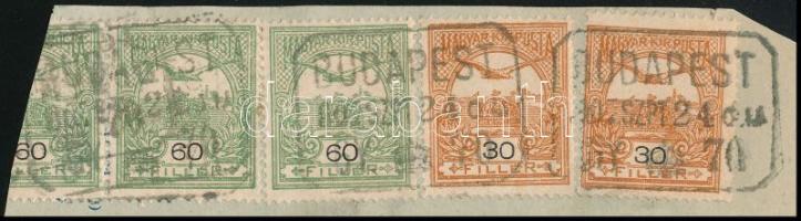 1907 Szállítólevél 9 db Turul bélyeggel közte 5K (2 bélyeg sérült) / Parcel card with 9 stamps incl....