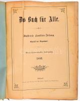 1889 Das Buch für Alle. Illustrierte Familien-Zeitung. Chronik der Gegenwart. 24. Jahrgang. Német nyelvű folyóirat egybekötött számai, gazdag fekete-fehér képanyaggal. Félvászon-kötésben, megviselt állapotban, sérült, szétváló borítóval, hiányzó gerinccel.