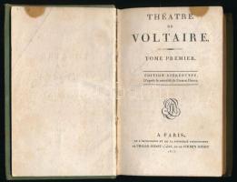Théatre de Voltaire. Tome premier. Paris, 1813, Pierre Didot. Egészvászon kötés, kopottas állapotban.
