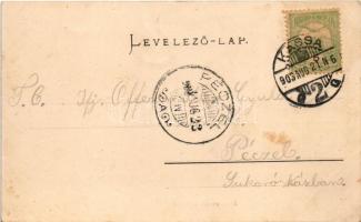 1903 Kassa, Kosice; Államvasúti indóház, vasútállomás / railway station (gyűrődés / crease)