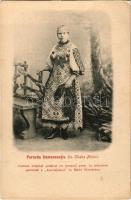 Mutnokszabadja, Ohaba Matnic; hölgy népviseletben, erdélyi folklór / Perseda Domaneantiu. Costum original premiat cu premiul porim la adnurarea generala a "Asociatiunei" in Baile Herculane / woman in folk costume, Transylvanian folklore (vágott / cut)