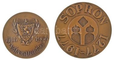 Renner Kálmán (1927-1994) 1977. "Sopron 1277-1977" kétoldalas bronz emlékérem (60mm) + 1968. "Városunkért 1718-1968 / Békéscsaba" kétoldalas bronz emlékérem (50mm) T:AU,XF