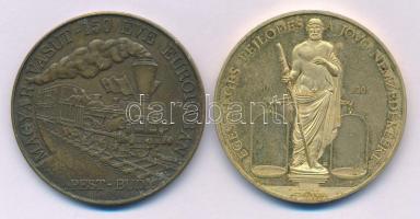 Kósa István (1953-) 2001. "Richter Gedeon RT. 2001 Centenárium / Egészséges fejlődés a jövő nemzedékéért - Aszklépiosz" kétoldalas aranyozott fém emlékérem (42mm) + Bognár György (1944-) 1996. "Magyar Vasút - 150 Éve Európában, Pest-Buda" kétoldalas bronz emlékérem (42,5mm) T:XF,VF, patina, ph.