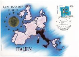 Olaszország 1993. 200L bronz-Al "Közös Európa" felbélyegzett borítékban, bélyegzéssel, német nyelvű tájékoztatóval T:AU Italy 1993. 200 Lire bronze-Al "Gemeinsames Europa" in envelope with stamped stamp, with German description C:AU