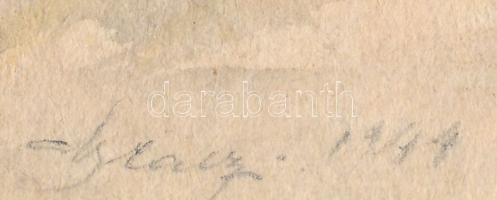 Glatz jelzéssel (Glatz Oszkár vagy fia, Henrik?): Utcarészlet. Akvarell, ceruza, papír. 17,5×25 cm