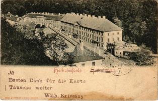 1900 Herkulesfürdő, Baile Herculane; fürdő látképe. Rajta Krizsány Vilmos (Wilh. Krizsány) herkulesfürdői képeslapkiadó levele / spa, general view (EB)