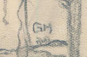 GH jelzéssel (Glatz Henrik?): Szecessziós női akt. Ceruza, papír. 21×11 cm