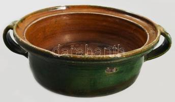 Lekváros fazék és szilke, Erdély, XIX. sz. mázas cserép, kis sérülésekkel d: 31 cm, m:19 cm