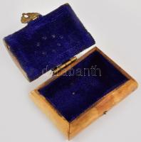 Csont ládika ékszeres doboz. Réz szerelékkel, bársony béléssel, 10x8 cm