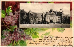 Köthen, Coethen; Schloss. Georg Kugelmann / castle. Art Nouveau, floral, litho frame (EB)