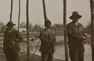 Csallóközi halászok ca 1910 Üvegnegatív 9x9 cm