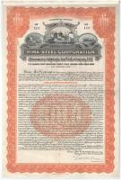 Amerikai Egyesült Államok / New York / Magyarország 1925. "Rimamurány-Salgótarjáni Vasmű Rt." 7%-kal kamatozó arany kötvény 1000$-ról szelvényekkel T:F USA / New York / Hungary 1925. "Rima Steel Corporation - Rimamurány-Salgótarján Iron Works Company, Ltd." 7% gold bond about 1000 Dollars with coupons C:F