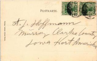 Merzig, Totalansicht, Bahnhofstrasse mit Post. Verlag Simon Hirsch / general view, street, postal of...