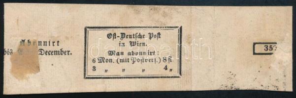 1856 Teljes címszalag Hírlapbélyeggel és néma bélyegzéssel / Complete wrapper with Newspaper stamp a...
