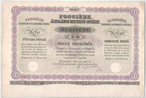 1926. Budapest "Fonciére Általános Biztosító-Intézet" részvénye 50P-ről, szárazpecséttel, vízjeles papíron "002221" T:AU