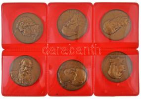 Szovjetunió DN(1977) "Az orosz irodalom klasszikusai" 6xklf kétoldalas bronz emlékérem, teljes sor! Benne "Alexander Pushkin" + "Leo Tolstoy" + "Fyodor Dostoyevsky" + "Mikhail Lermontov" + "Nikolai Gogol" + "Nikolay Nekrasov" emlékérmek fóliatokban (36,5mm) T:AU,XF Soviet Union ND(1977) "Classics of Russian literature" 6xdiff two-sided bronze commemorative medallion, full set! Including "Alexander Pushkin" + "Leo Tolstoy" + "Fyodor Dostoyevsky" + "Mikhail Lermontov" + "Nikolai Gogol" + "Nikolay Nekrasov" commemorative medallions in foil packaging (36,5mm) C:AU,XF