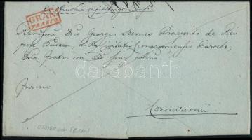 1838 Franco cover, red "GRAN / FRANCO"