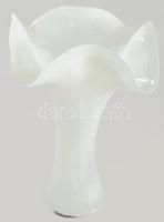 Muranoi opálüveg, hullámos váza. Anyagában színezett, hibátlan 30 cm