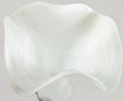 Muranoi opálüveg, hullámos váza. Anyagában színezett, hibátlan 30 cm