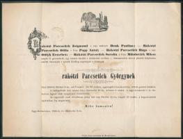 1866 Nagybecskerek, rákótzi (rákóczi) Parcsetich György halotti értesítője, gróf Karátsonyi Guido részére címezve, 21x28 cm