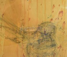 Kovács Péter (1943-2019). Lény (cím nélkül), 1980-as évek eleje. Vegyes technika, papír, jelezve köz...