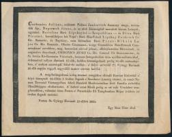 1824 Pest, zsombolyai Csekonics József (1757-1824) császári és királyi generális, főstrázsamester, a magyar állami ménestelepek megalapítója halotti értesítője, 18x22,5 cm