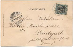 1900 Lübeck, Geibel-Denkmal. Knackstedt &amp; Näther / monument. Art Nouveau, floral, litho fram...