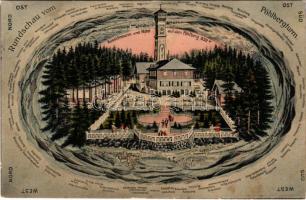 1916 Pöhlbergturm, Rundschau, Hotel. Verlag M. Preller / mountain, tower, hotel, with directions. litho (EK)