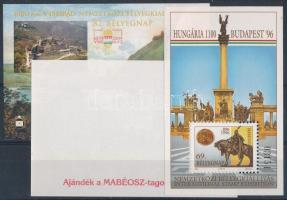 2009 Visegrád Nemzetközi Bélyegkiállítás ajándék emlékív pár azonos sorszámmal + 1996 Hungária 1100 - Budapest '96 alap emlékív