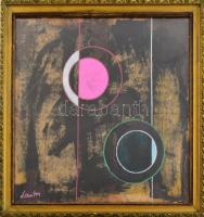 Lantos jelzéssel: Geometrikus kompozíció. Vegyes technika, papír. Dekoratív, üvegezett, kissé sérült fakeretben. 44x44 cm