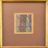 Barta István (1892-1976): Ágas-bogas. Vegyes technika, papír, jelzett, üvegezett fakeretben. 12x9 cm