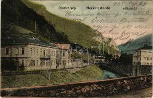 1905 Herkulesfürdő, Baile Herculane; részlet kép. Deixner Fanny kiadása / Teilansicht / general view (lyuk / pinhole)