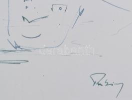 Rubint Ávrahám Péter (1958-): Mosoly csepp tenger, 2002. Tus, toll, papír, jelezve jobbra lent, üveg...