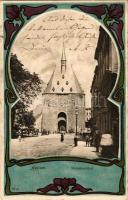 1902 Aachen, Marischerthor. Knackstedt &amp; Näther / tower, Art Nouveau, floral, litho frame (E...