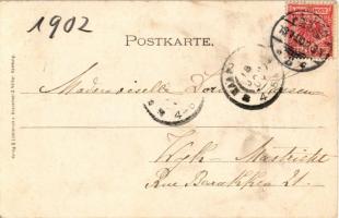 1902 Aachen, Marischerthor. Knackstedt &amp; Näther / tower, Art Nouveau, floral, litho frame (E...