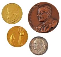 Vegyes, 4db-os II. János Pál pápa / vallási / pápai emlékérem, közte DN "Svb Crvcis Vexillo Romano Pontifici Servire / Regina Soc Jesv" kétoldalas, aranyozott fém emlékérem (34mm) T:AU,XF, patina Mixed, 4pcs Pope John Paul II / religion commemorative medallion, including ND "Svb Crvcis Vexillo Romano Pontifici Servire / Regina Soc Jesv" two-sided, gilded metal commemorative medallion (34mm) C:AU,XF, patina