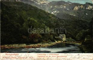 1906 Herkulesfürdő, Baile Herculane; Cserna-völgy a villanyteleppel. R. Krizsány kiadása / Csernatal mit der electr. Betriebsanlage / electric power plant, power station in the valley (fl)