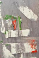 Rubint Ávrahám Péter (1958-): Piros-fehér-zöld (cím nélkül), 2002. Olaj, papír, jelezve jobbra lent,...